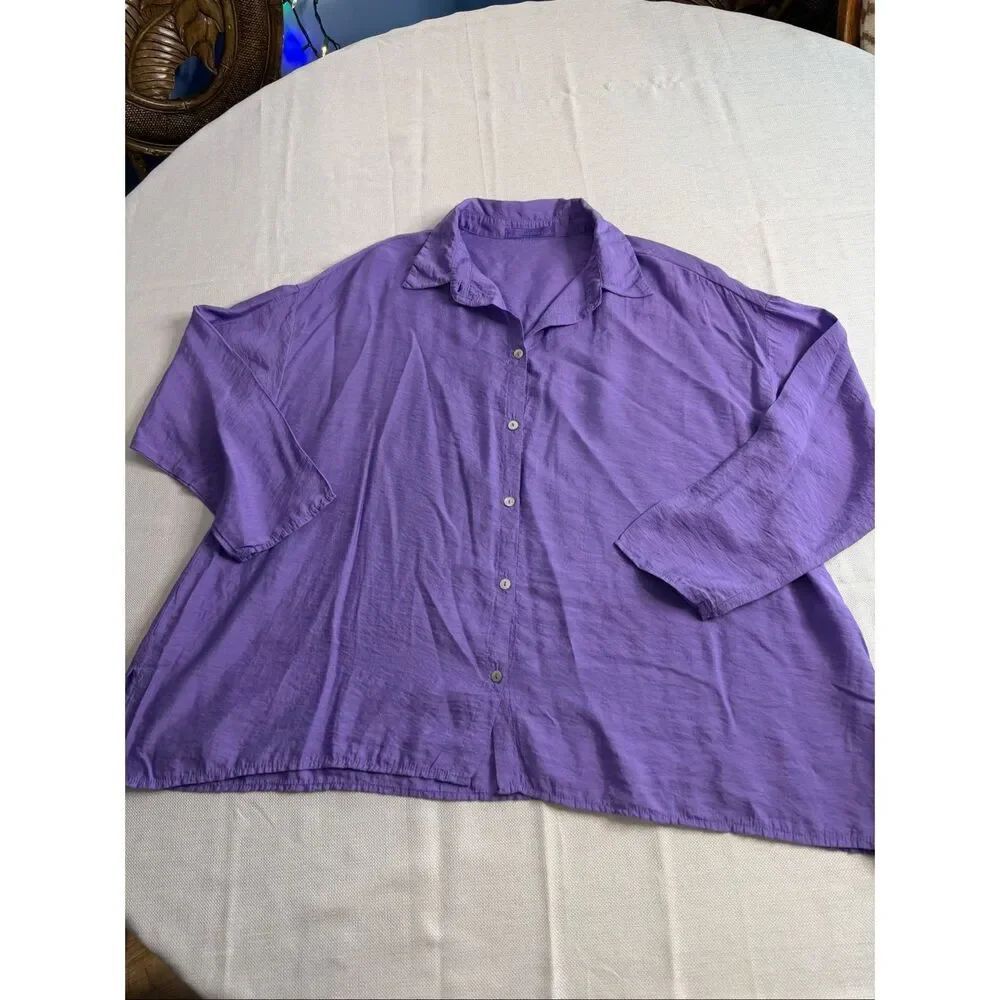 Cut Loose Purple Long Sleeve Button Up Shirt Size Medium